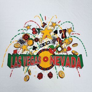 Vintage Las Vegas T-Shirt Men's Size Large White Single Stitched Casinos Slots